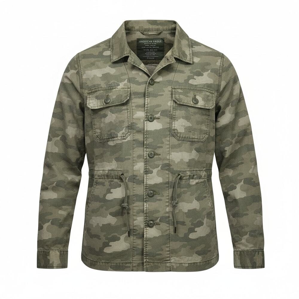 American Eagle Women's XL Military Style Green Camo Cinch Waist Utility Jacket